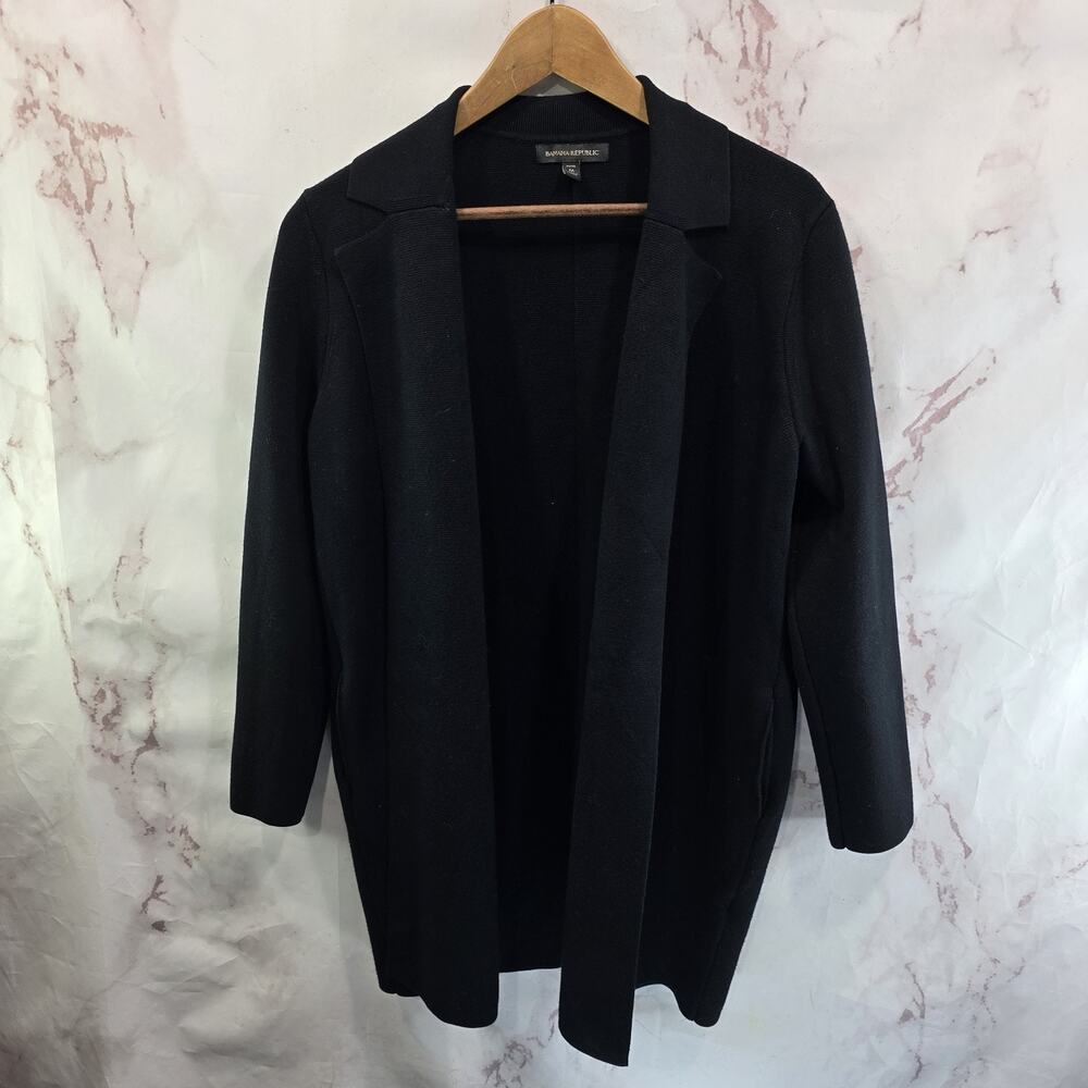 Banana Republic Jacket Womens Medium P Black Open Sweater Blazer Coatigan Chase